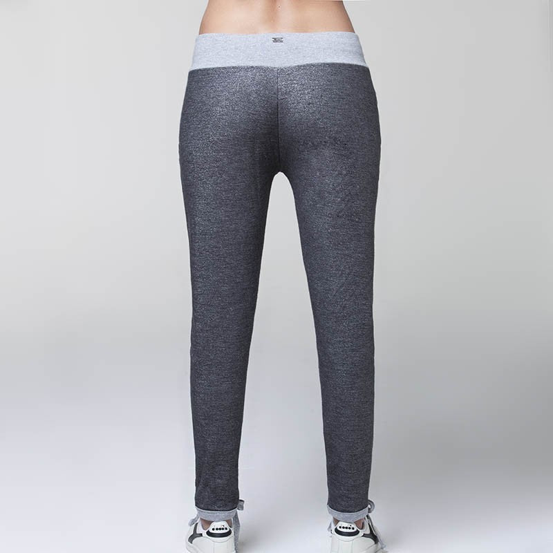 Pantalone lungo lamè argento