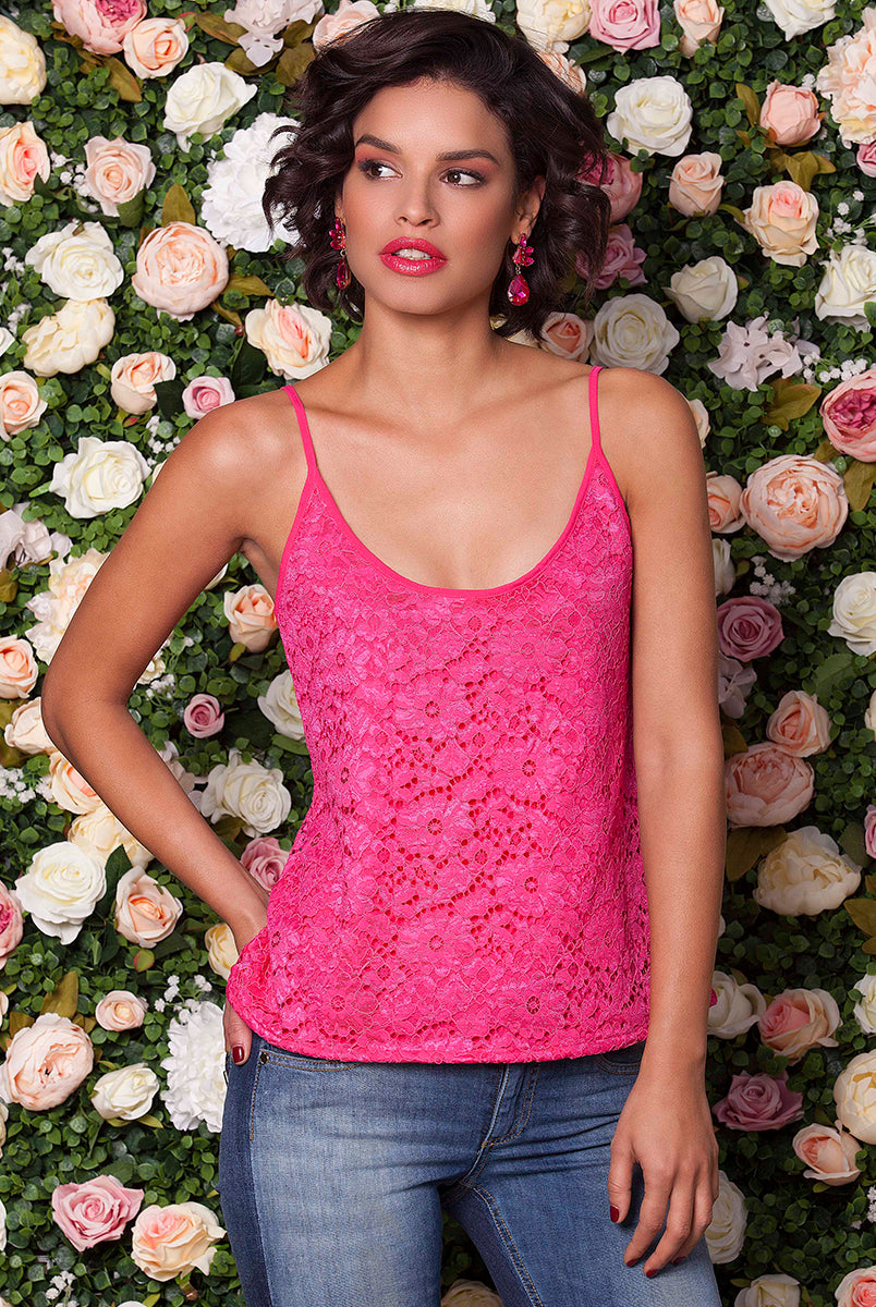 Canotta Rainbow Cake Pink Floral Lace | Dot76.it