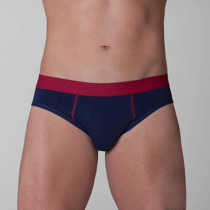 Slip unito cuciture in contrasto ed elastico blu rosso