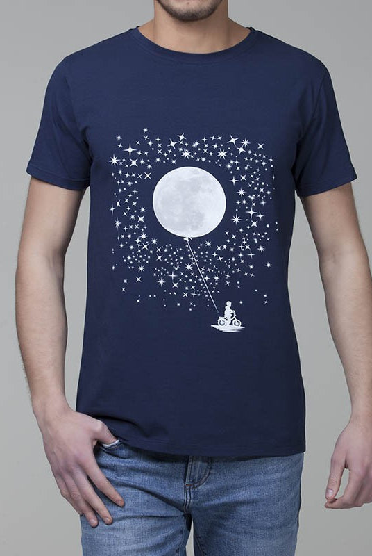 Maglia mezza manica con stampa luna bicicletta