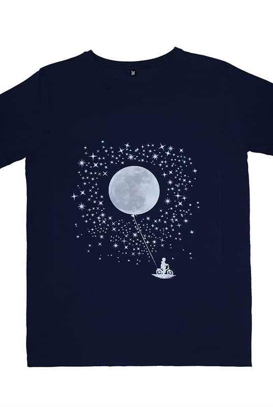 Maglia mezza manica con stampa luna bicicletta tecnico