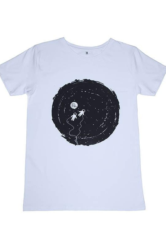 Maglia mezza manica con stampa stelle e astronauti tecnico