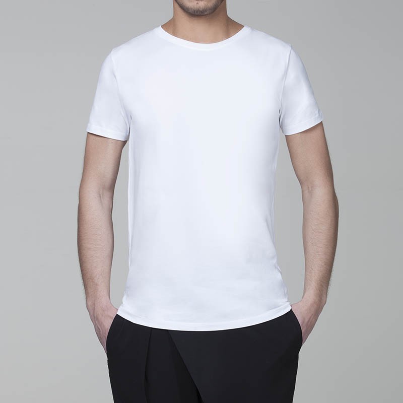 Maglia mezza manica tinta uinita con logo retro collo bianca