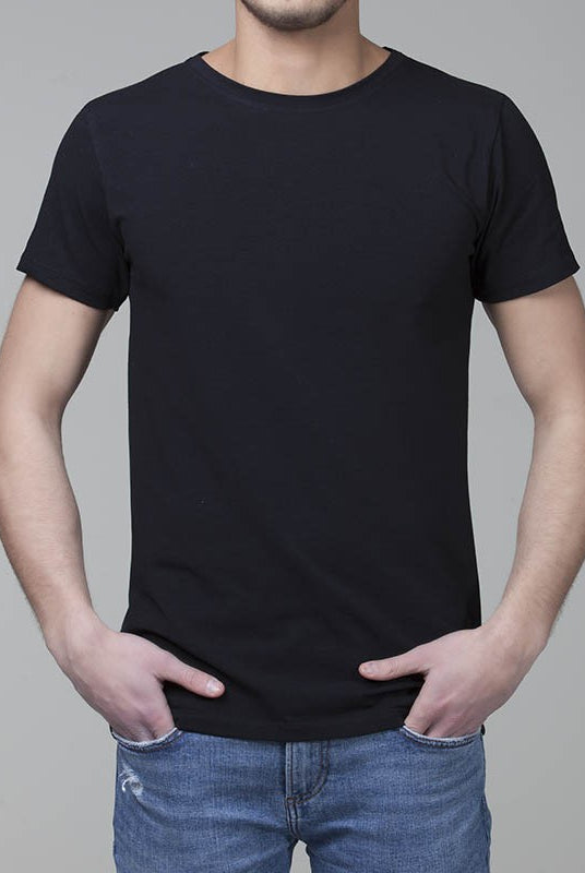 Maglia mezza manica tinta uinita con logo retro collo nera