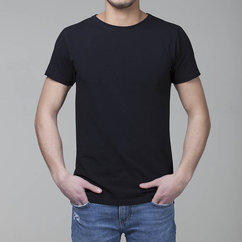 Maglia mezza manica tinta uinita con logo retro collo nera
