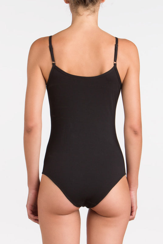 2 retro nero nero 17006 Body in cotone con spalline sottili regolabili
