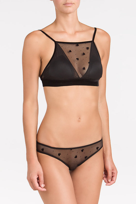 3 fianco 17028 Bralette in tulle nero senza ferretto con imbottitura estraibile