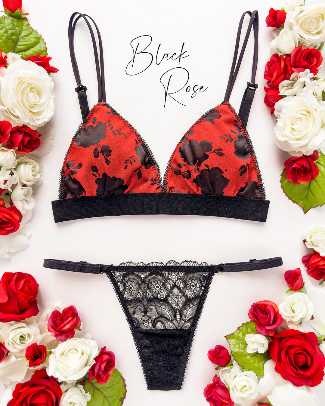 Black rose bralette online