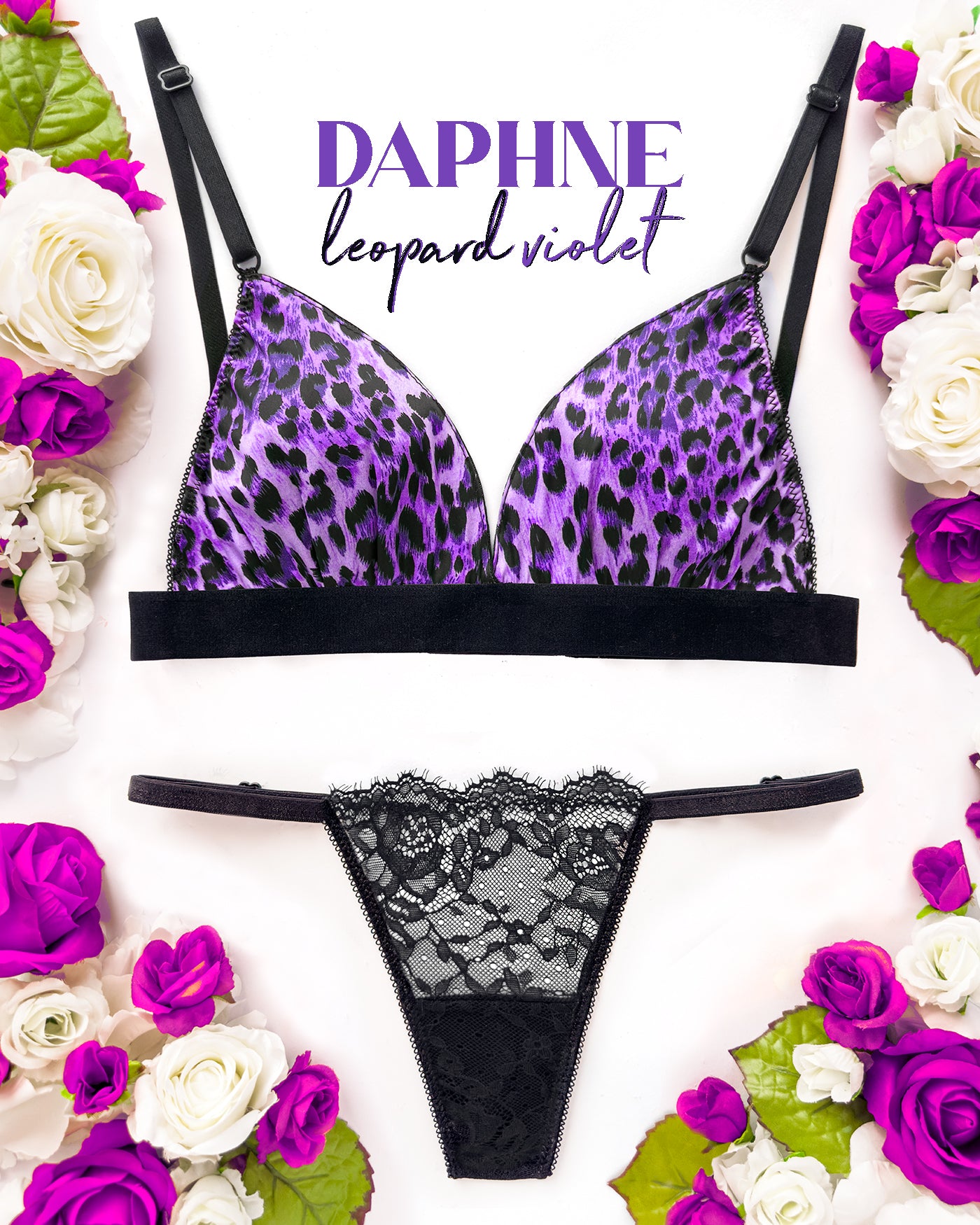 Bralette a triangolo Daphne Leopard Violet | Dot76.it