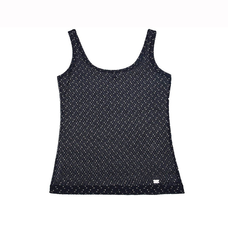 Canotta lamè nera dorata tecnico