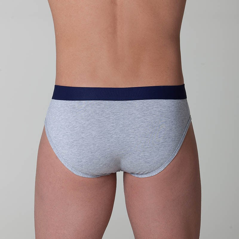 Slip unito cuciture in contrasto ed elastico grigio blu