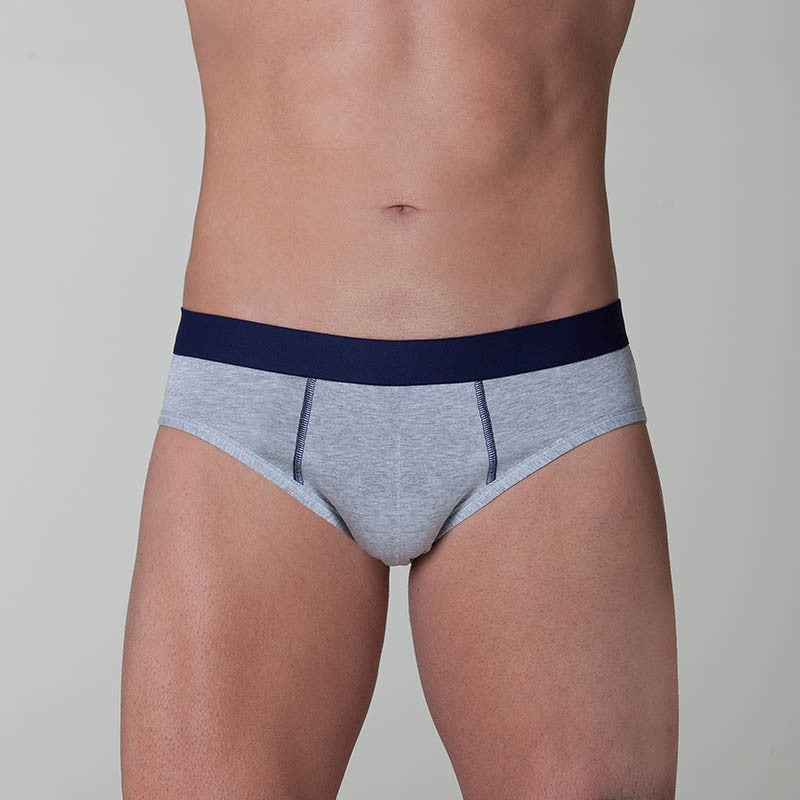 Slip unito cuciture in contrasto ed elastico grigio blu