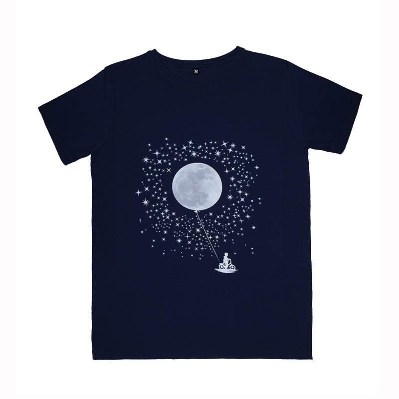 Maglia mezza manica con stampa luna  bicicletta tecnico