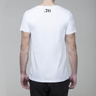 Maglia mezza manica tinta uinita con logo retro collo bianca