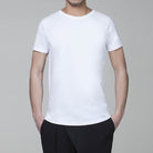 Maglia mezza manica tinta uinita con logo retro collo bianca