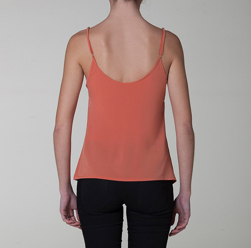 Canotta crepe tinta unita arancione kaki