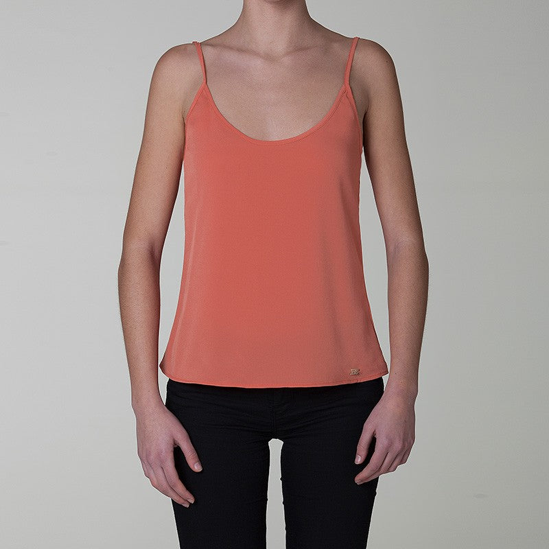 Canotta crepe tinta unita arancione kaki