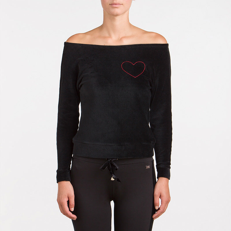 1  fronte  17021 Felpa a manica lunga in ciniglia nera