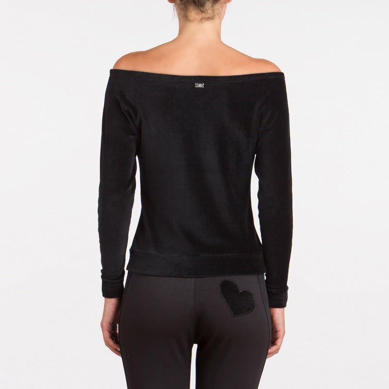 2  retro  17021 Felpa a manica lunga in ciniglia nera