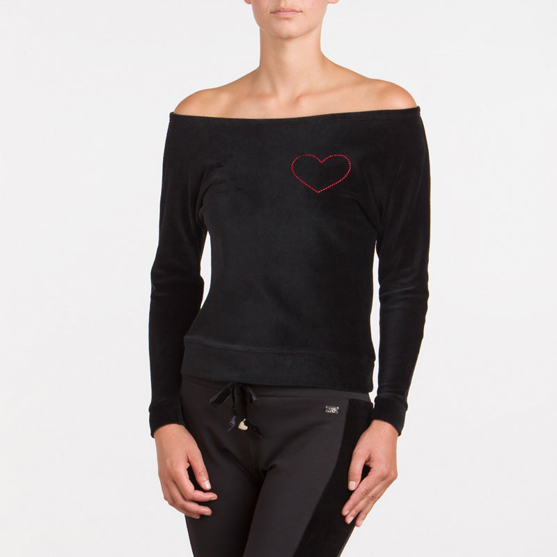 3  fianco  17021 Felpa a manica lunga in ciniglia nera