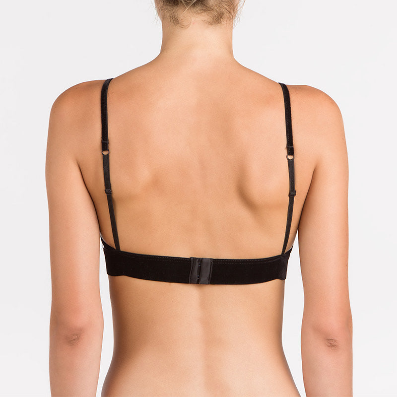 2  retro  17028 Bralette in tulle nero senza ferretto con imbottitura estraibile