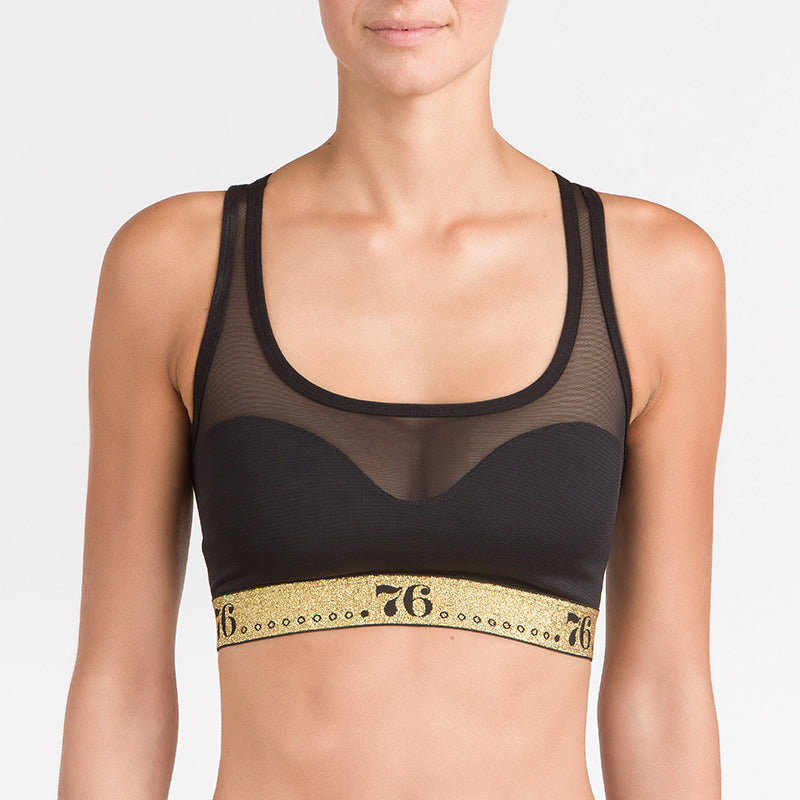 1  fronte  17095 Reggiseno nero in tulle tecnico con scollo all’americana