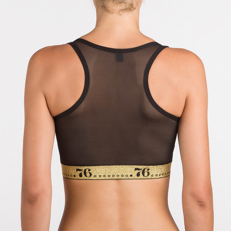 2  retro  17095 Reggiseno nero in tulle tecnico con scollo all’americana