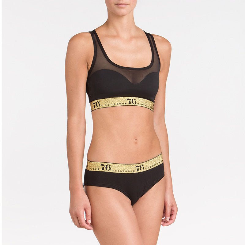 3  fianco  17095 Reggiseno nero in tulle tecnico con scollo all’americana