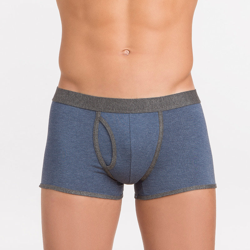 1  fronte azzurro azzurro 17103 Boxer bicolor in cotone mélange